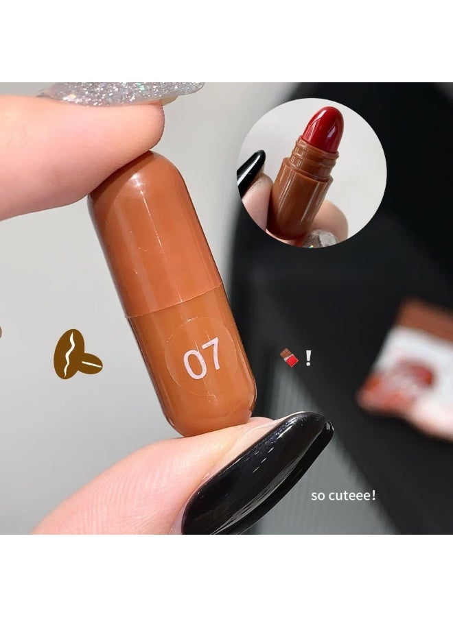 Huitich 10-Color Capsule Chocolate Lipstick Set – Mini Matte Non-Slip Lipsticks - Image 4